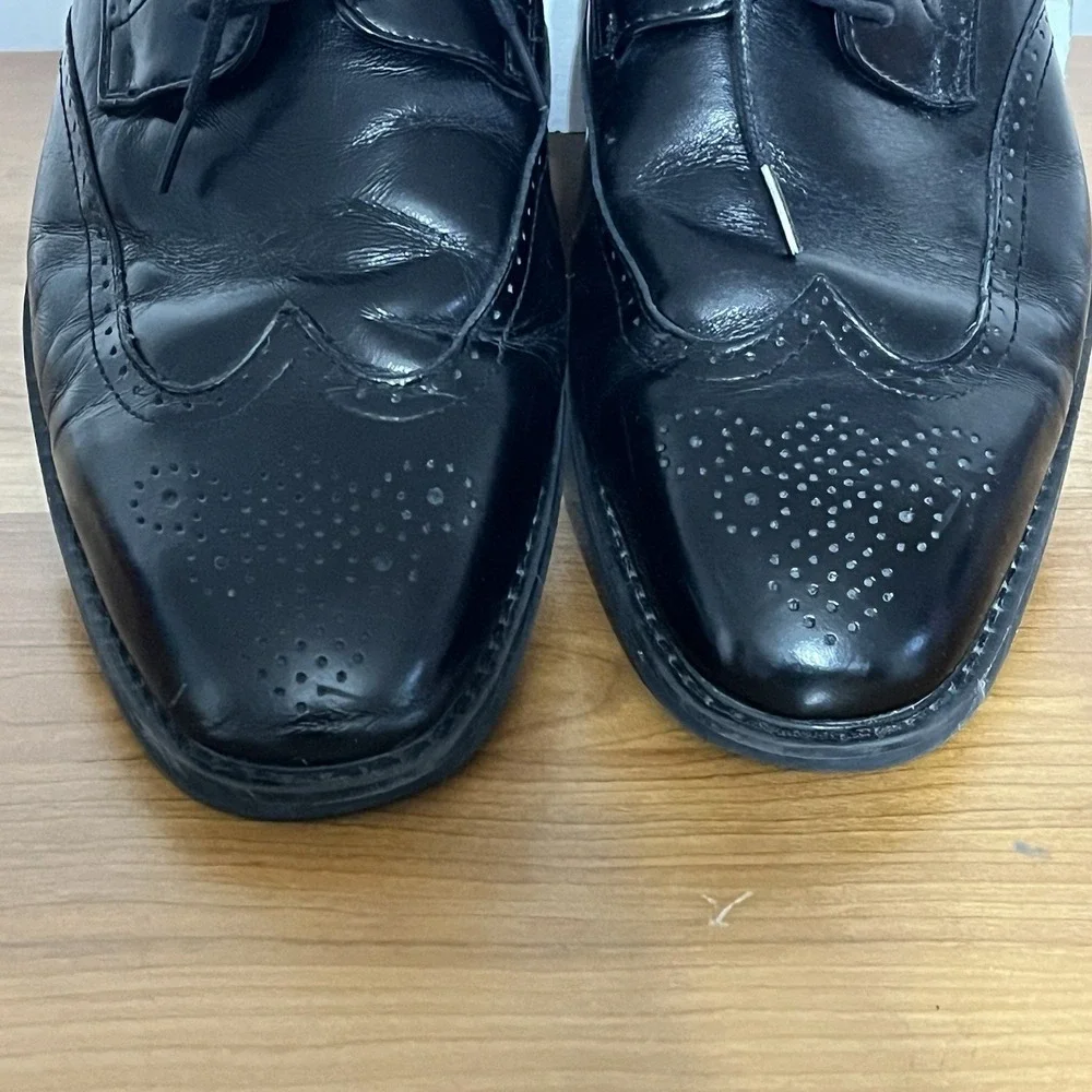 Joseph Abound Men's Black Leather‎ Wingtip Lace-Up Oxford Dress Shoes Size 10.5D